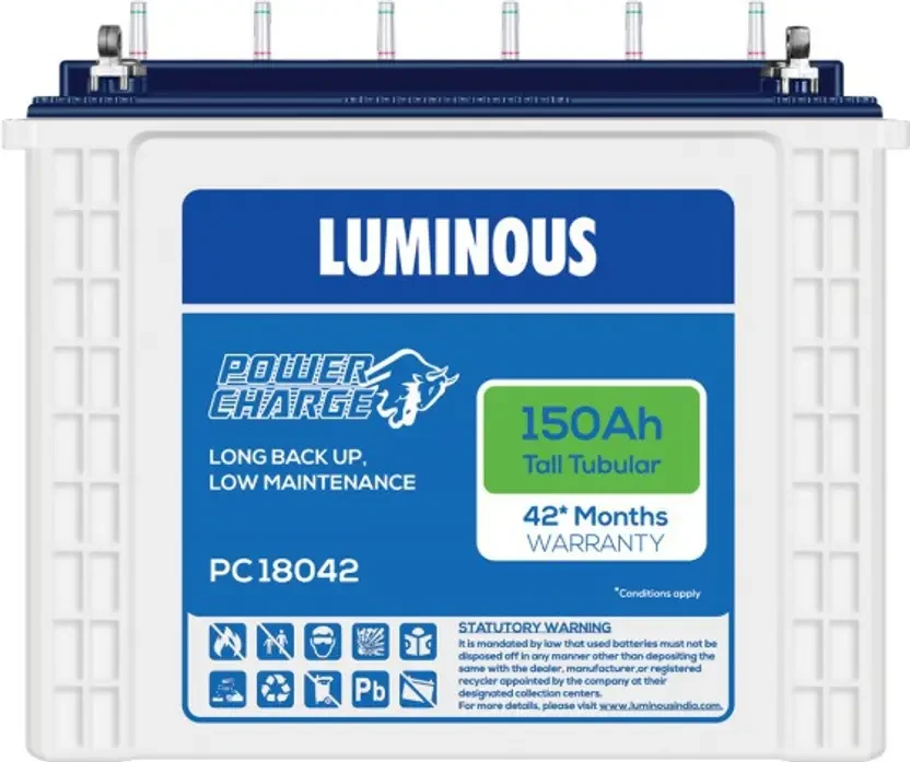 Luminous Power Charge PC 18042 Tall Tubular Inverter Battery  (150Ah)  Warranty...