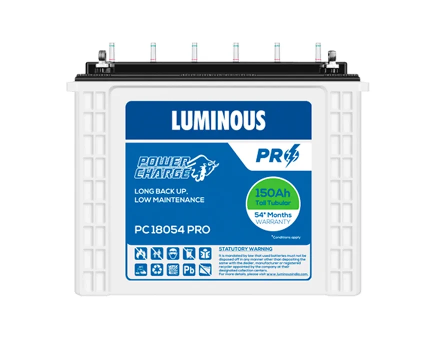 Luminous Power Charge PC18054 PRO 150 Ah/12V (36 +24) Tall Tubular Inverter Battery for Home, Office and Shops