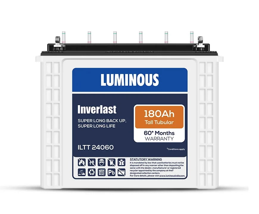 Luminous Inverlast ILTT 24060 Tall Tubular Inverter Battery – 180 Ah Capacity | Ideal for Homes, Shops & Offices | 60 Months Warranty |