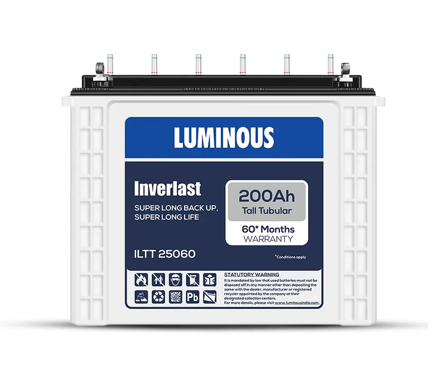 Luminous Inverlast ILTT 25060 Tall Tubular Inverter Battery – 200 Ah Capacity