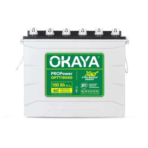 OKAYA 160Ah Tall Tubular Inverter Battery with 3 years warranty (36+24)