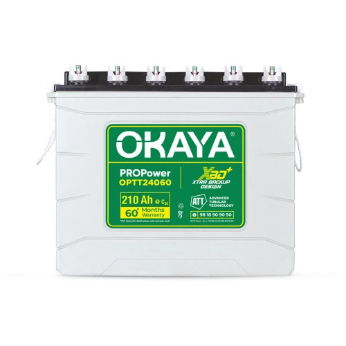 OKAYA 210Ah Tall Tubular Inverter Battery with 3 years warranty 60 months (36+24)